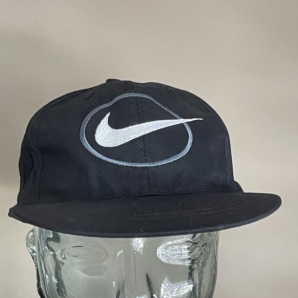 NIKE Black White Swoosh Snapback Hat Adjustable Cap NEW - Picture 3 of 6